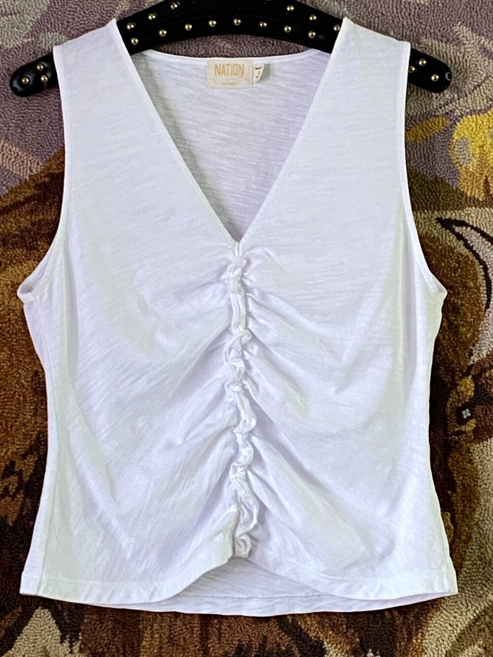 NATION Los Angeles Sz M Womens Knit White Tank Cotton Made in Peru